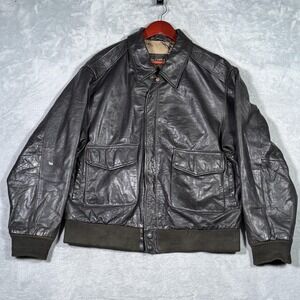 Vintage A2 Flight Leather Jacket Mens L Bomber US Army Air Force Brown